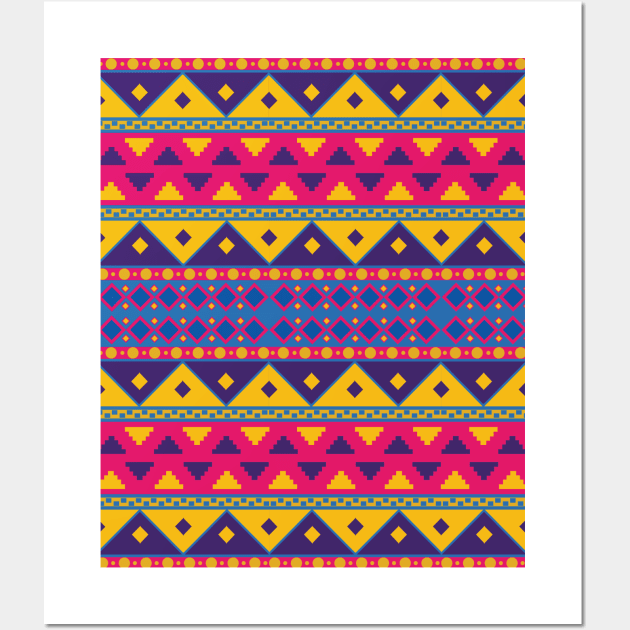 Mexican Aztec Pattern Print Cinco De Mayo Gift Wall Art by HCMGift